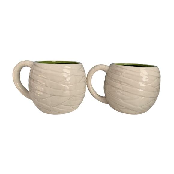 (2) Boston Warehouse 2015 Halloween MUMMY Porcelain Coffee Mug Cup New w/ Tags - Picture 2 of 11